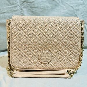 Tory Burch Quilted Beige Shoulder Bag